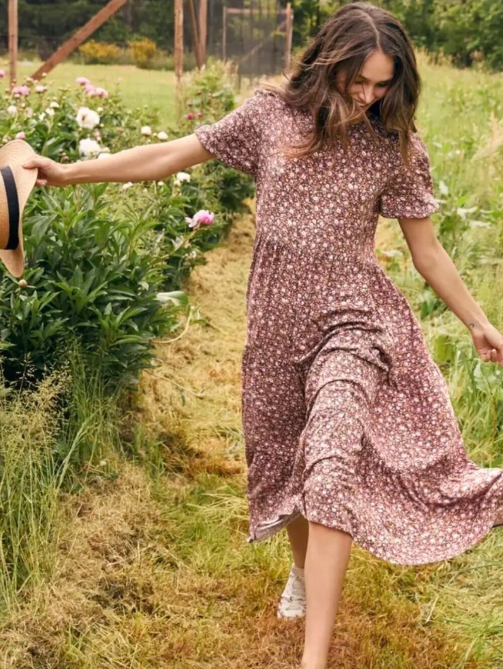 aerie 'Garden Party' Tiered Midi Dress